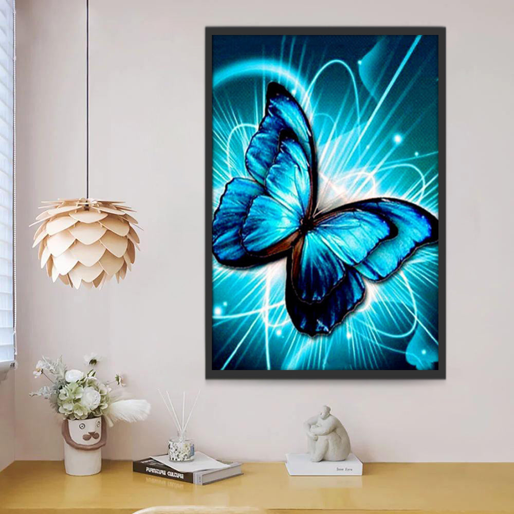 Blauw Gloeiende Vlinder Schilderen op Nummers