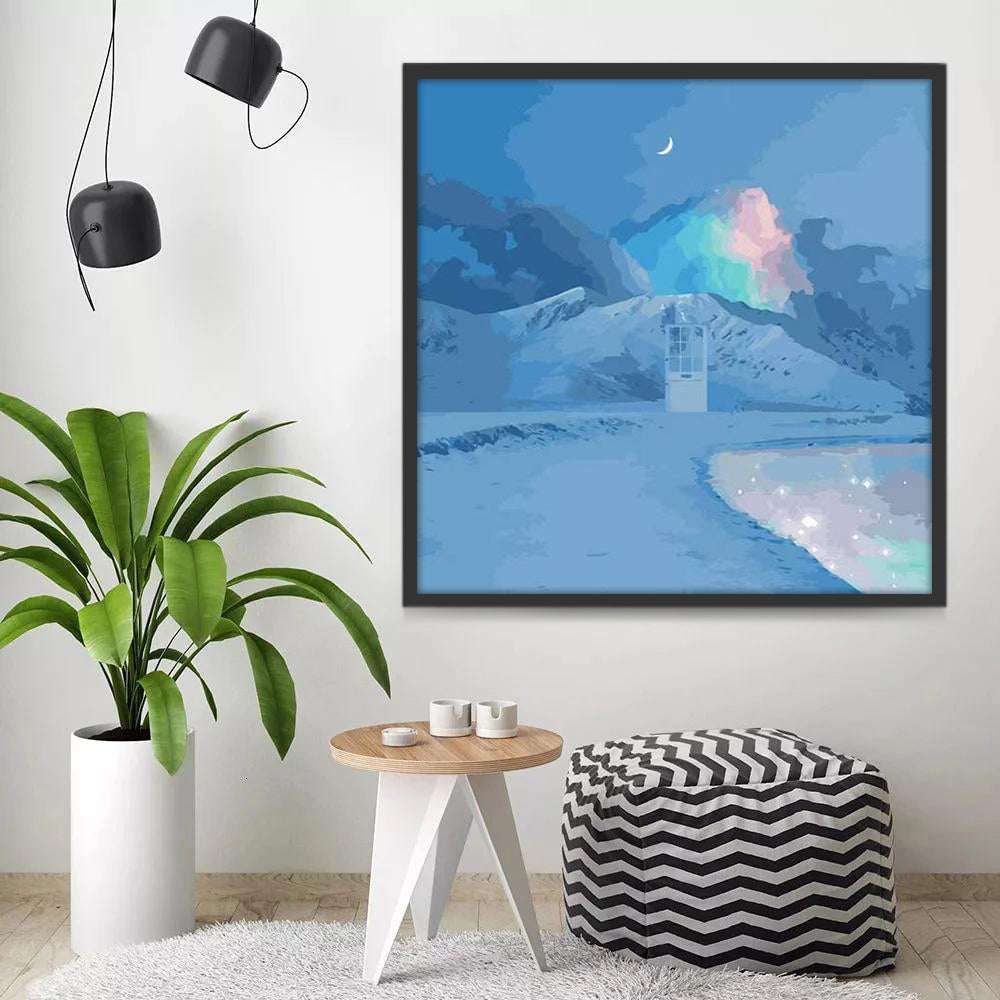 Blauw Landschap en Deur Schilderen op Nummers