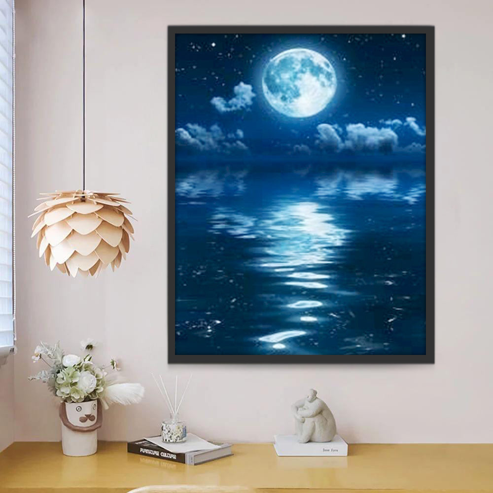 Blauw Maanlicht op het Meer Schilderen op Nummers