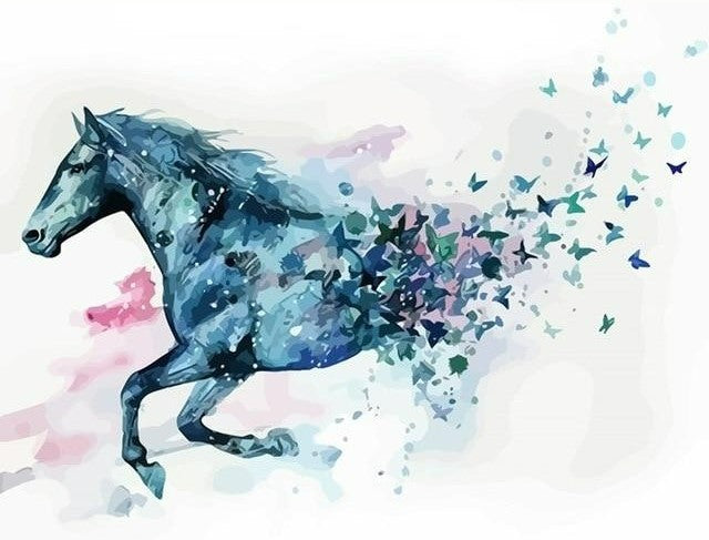 Blauw Paard en Vlinders Schilderen op Nummers
