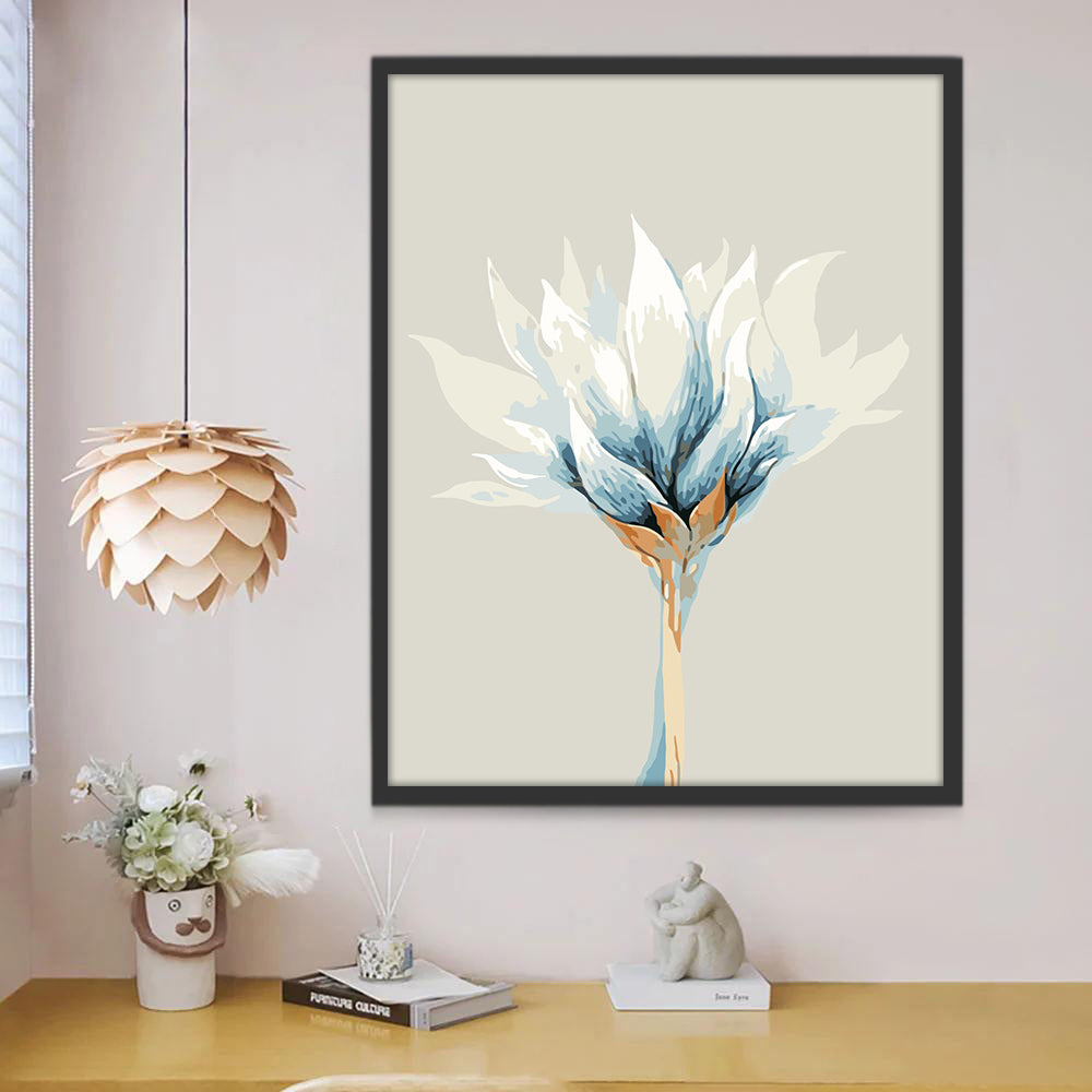 Blauw-Witte Bloem met Kleurverloop Schilderen op Nummers