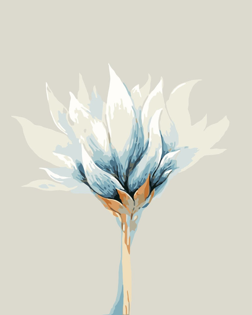 Blauw-Witte Bloem met Kleurverloop Schilderen op Nummers