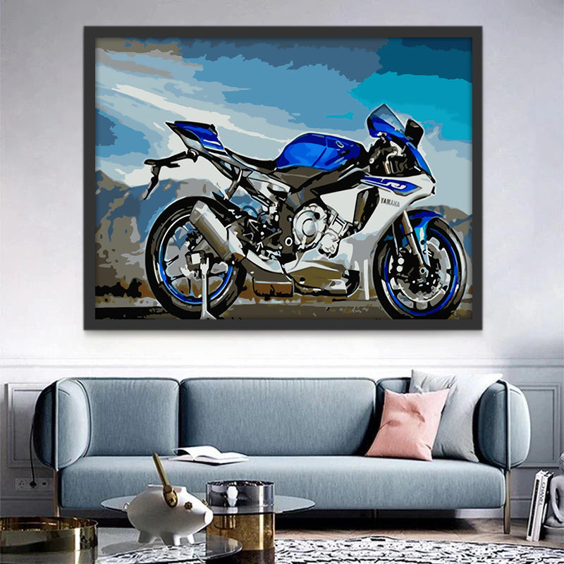 Blauw-witte Sportmotor Schilderen op Nummers