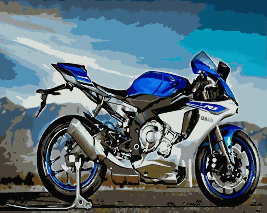 Blauw-witte Sportmotor Schilderen op Nummers