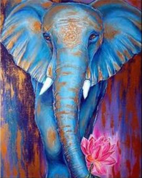 Blauwe Afrikaanse Olifant Schilderen op Nummers