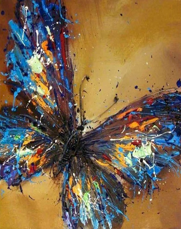 Blauwe Aquarel Vlinder Schilderen op Nummers