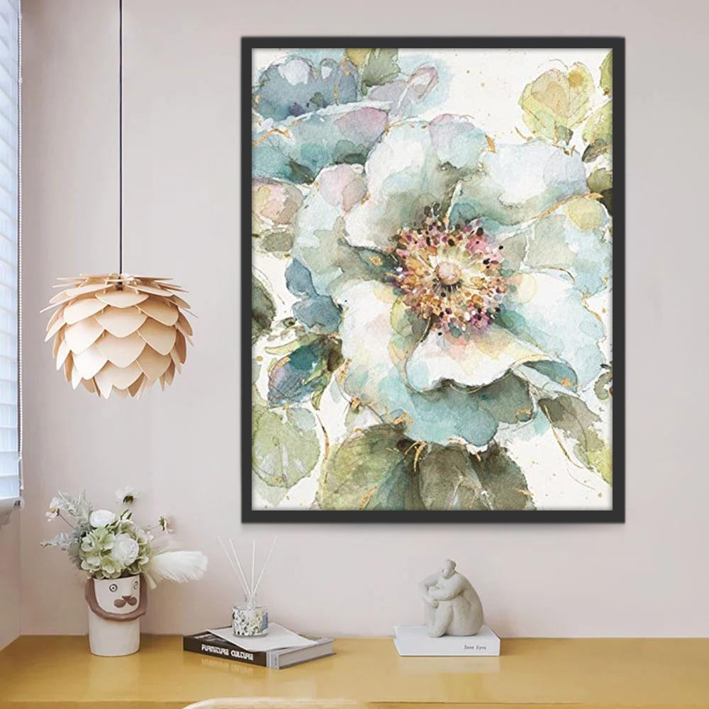 Blauwe bloemen in aquarelstijl Schilderen op Nummers