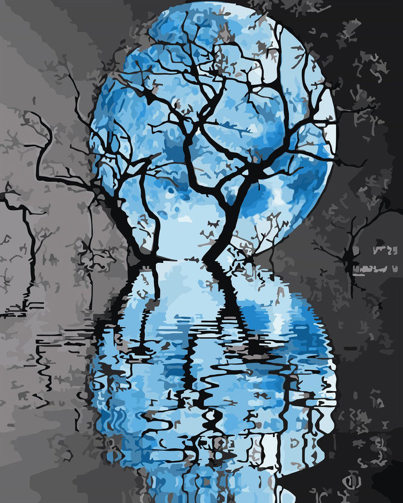 Blauwe Maan en Dode Bomen Schilderen op Nummers