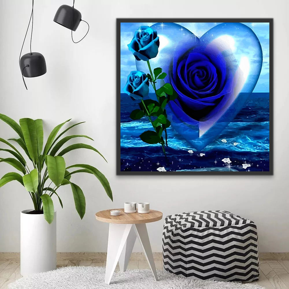 Blauwe Rozen en Harten van de Zee Schilderen op Nummers