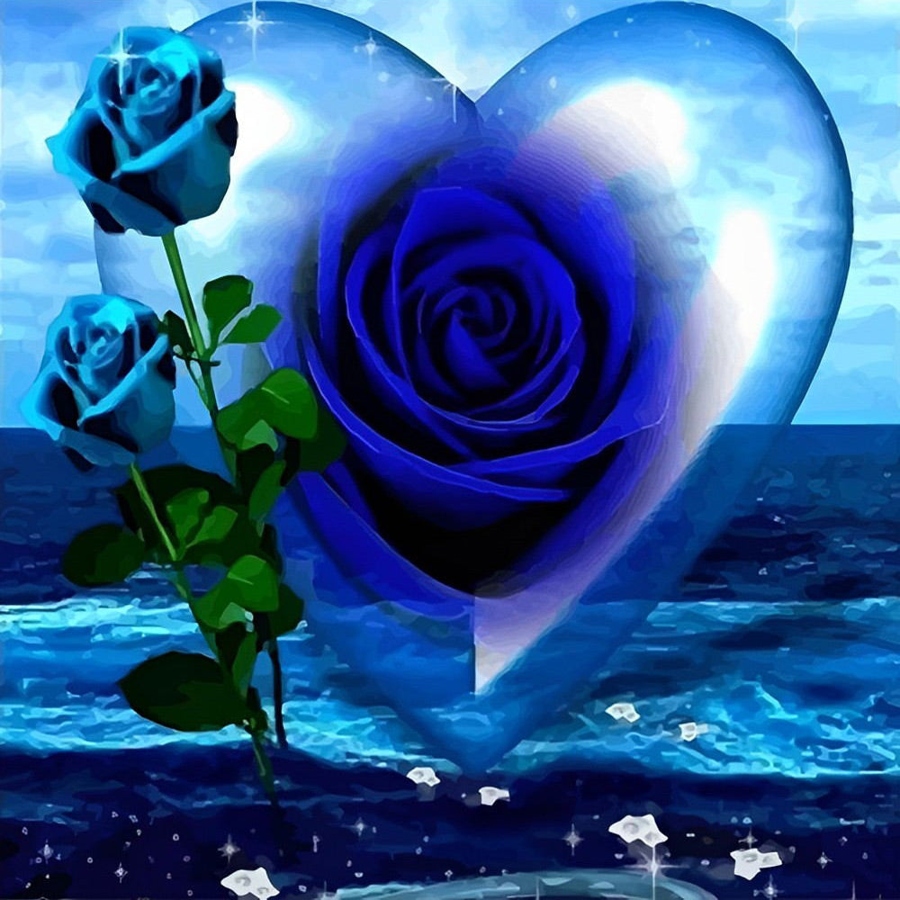 Blauwe Rozen en Harten van de Zee Schilderen op Nummers