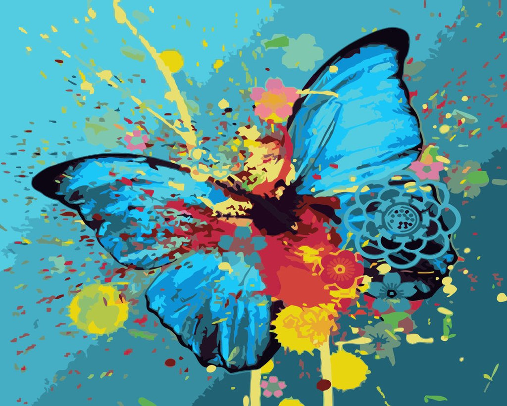 Blauwe Vlinder en Graffiti Schilderen op Nummers