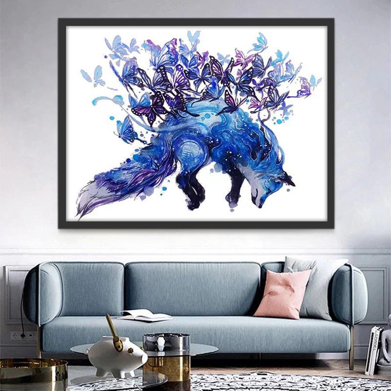 Blauwe Vos en Vlinders Schilderen op Nummers