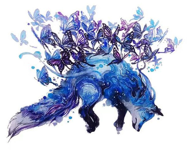 Blauwe Vos en Vlinders Schilderen op Nummers