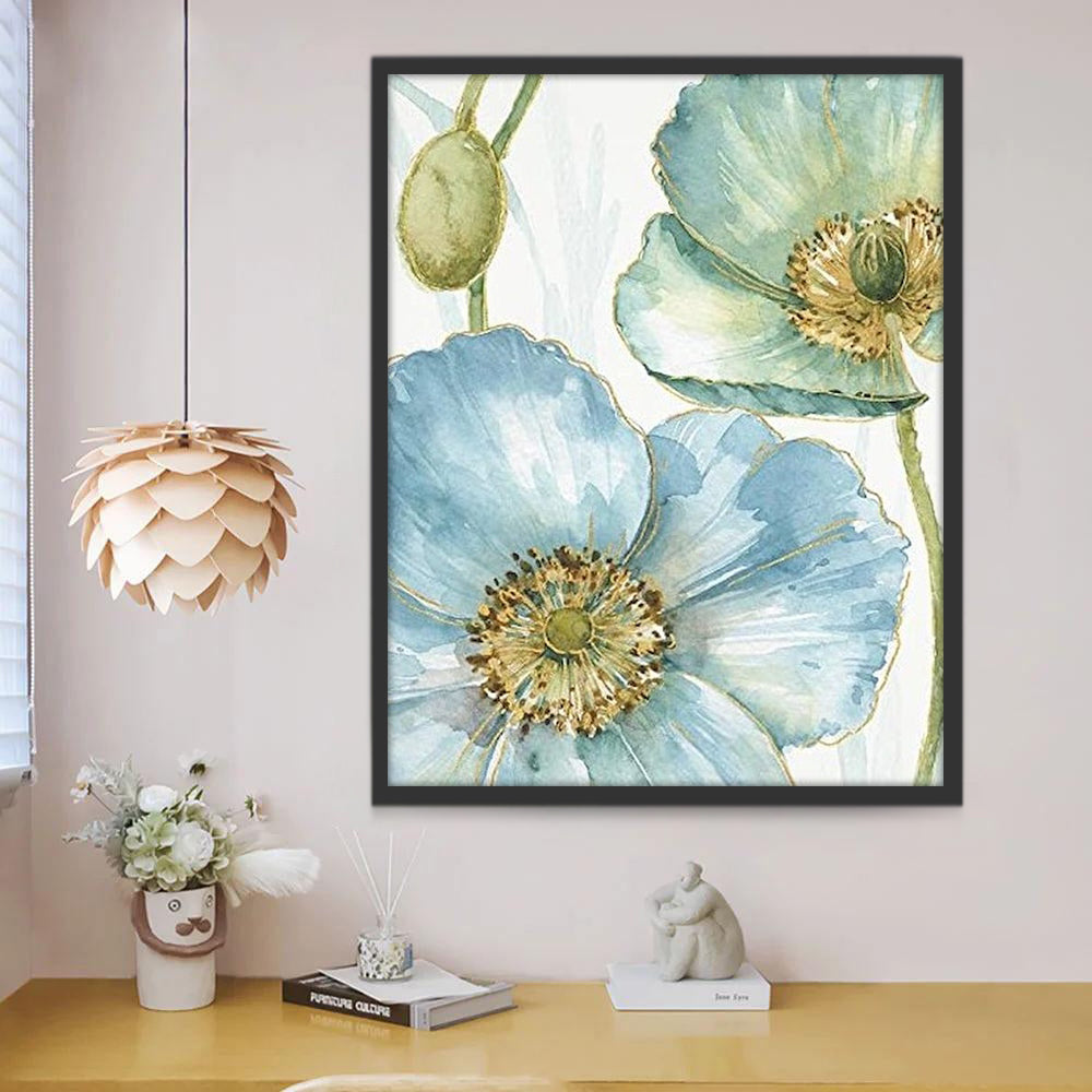 Blauwgroene bloemen Schilderen op Nummers