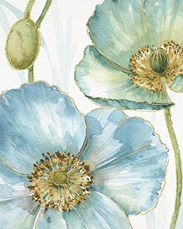 Blauwgroene bloemen Schilderen op Nummers