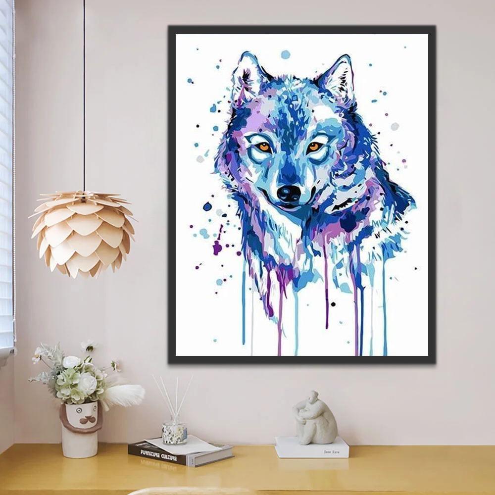 Blauwpaarse Wolf Schilderen op Nummers