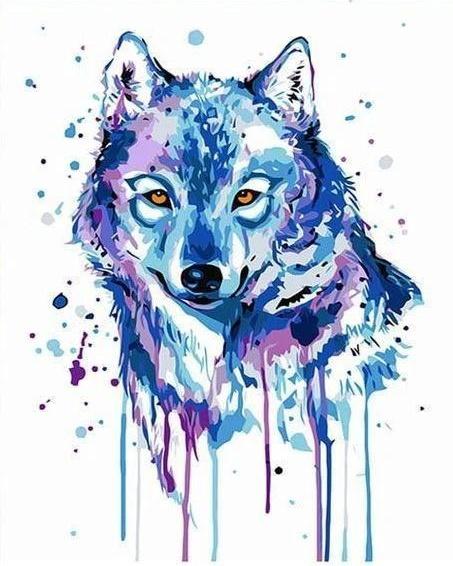 Blauwpaarse Wolf Schilderen op Nummers