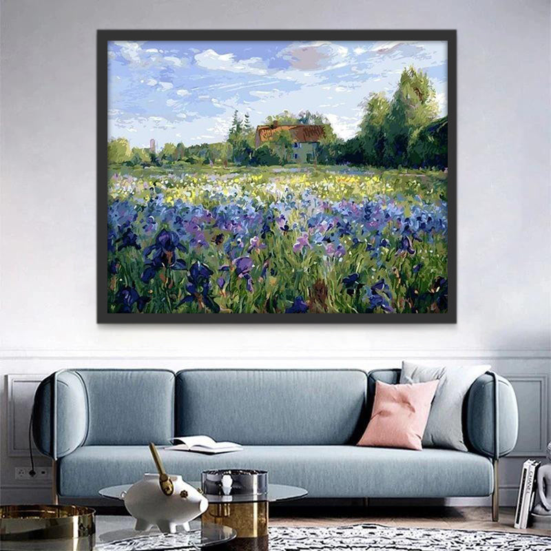 Blauwviolette Bloemen Schilderen op Nummers