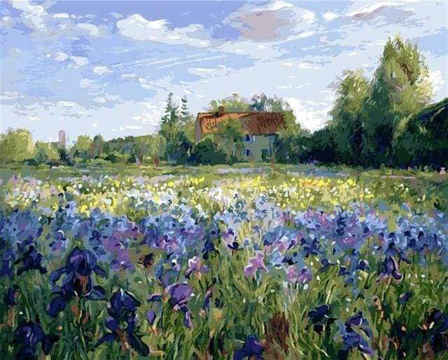 Blauwviolette Bloemen Schilderen op Nummers
