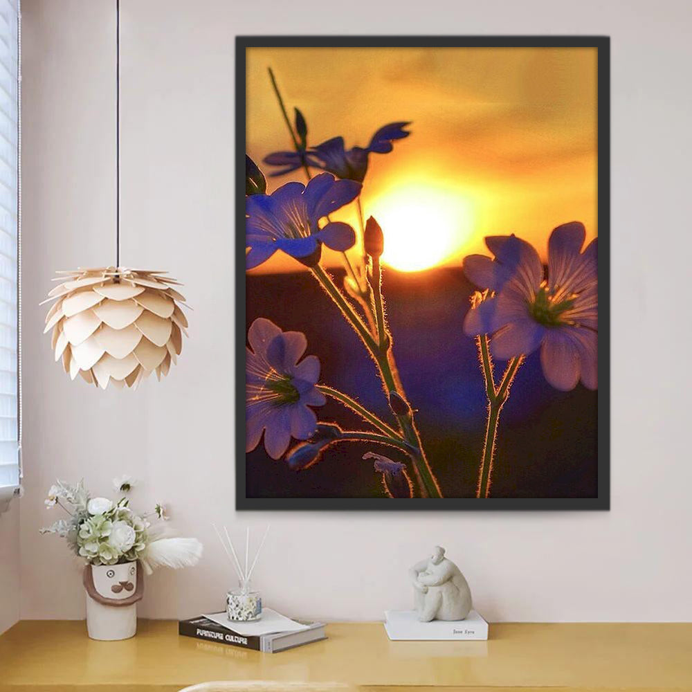 Bloemen bij Zonsondergang Schilderen op Nummers