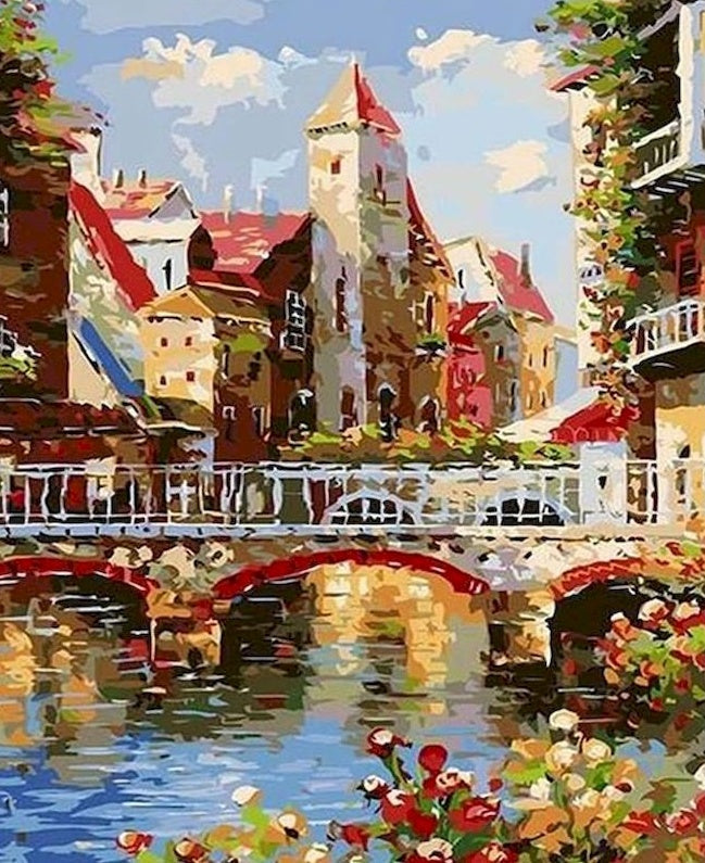Bloemen, Bruggen en Steden Schilderen op Nummers