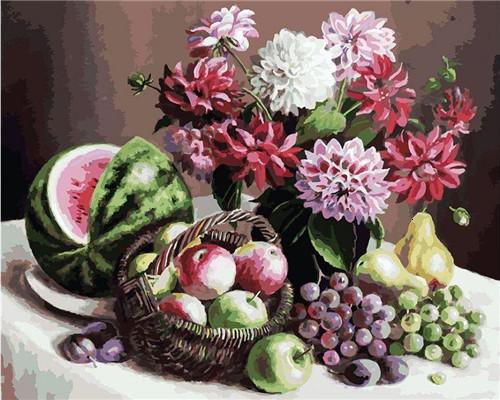Bloemen en een Verscheidenheid aan Fruit Schilderen op Nummers