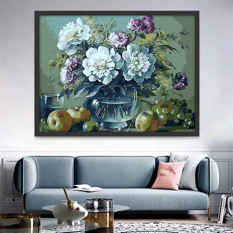 Bloemen en fruit in potten Schilderen op Nummers