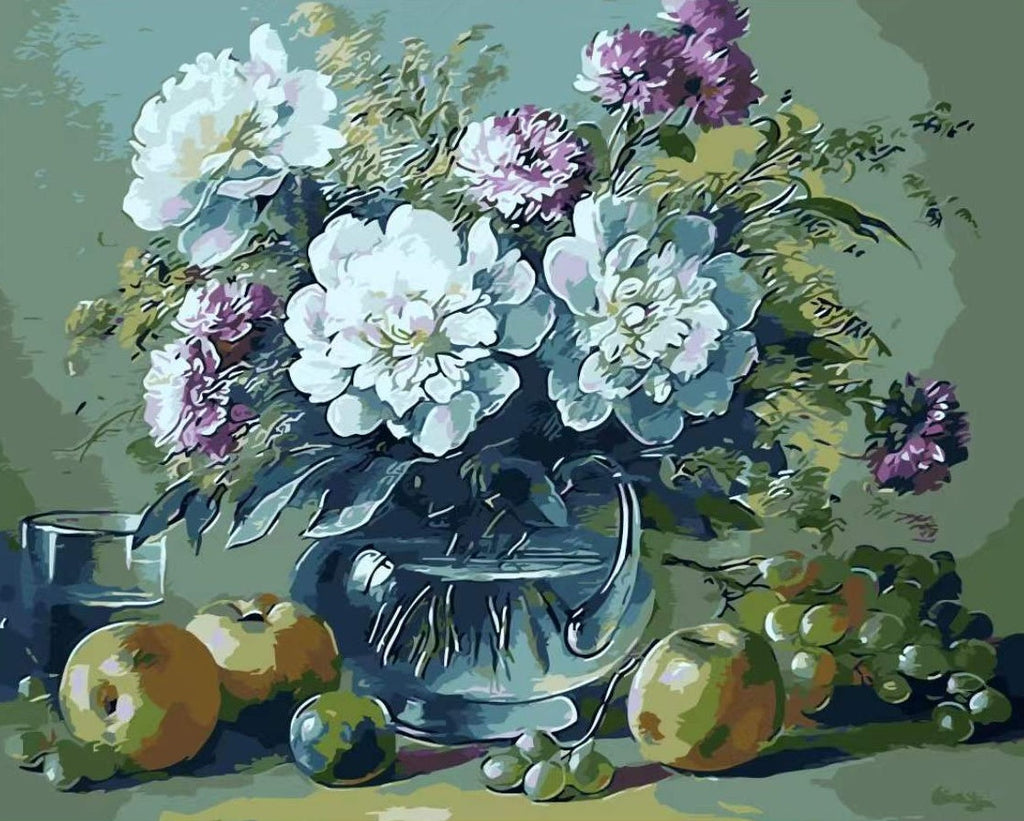 Bloemen en fruit in potten Schilderen op Nummers