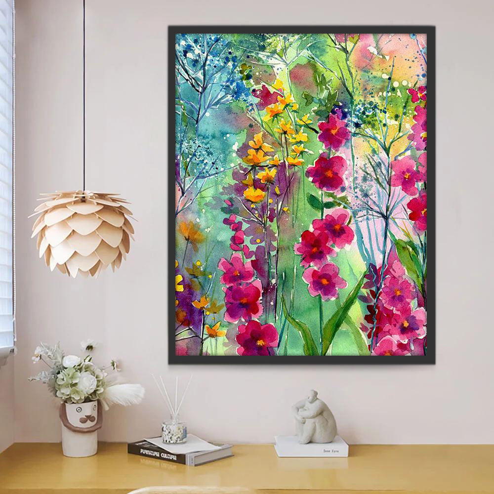 Bloemen en planten op de berghelling Schilderen op Nummers