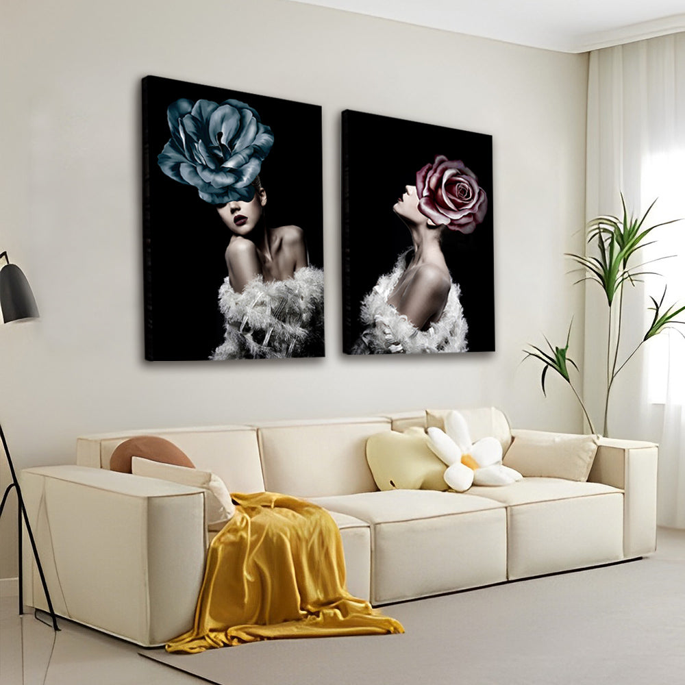 Bloemen en Sexy Vrouwen 2 Platen Schilderen op Nummers