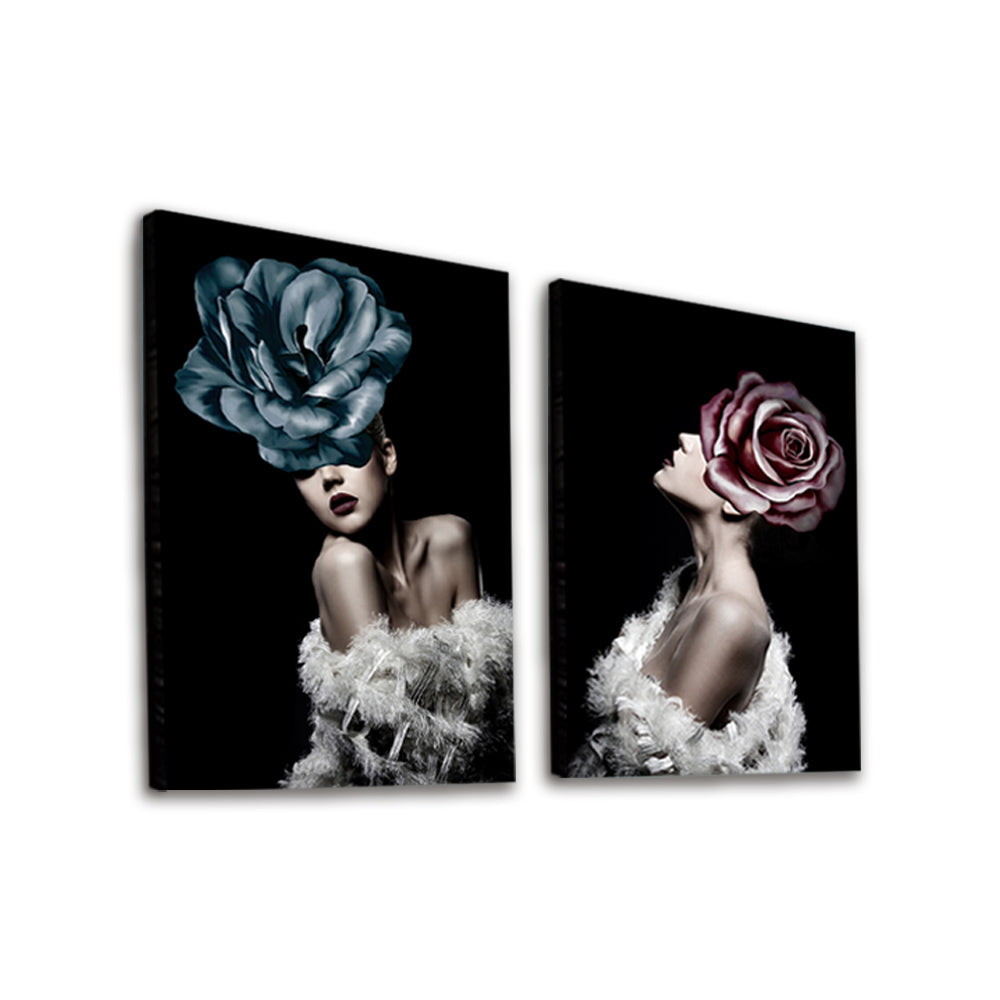 Bloemen en Sexy Vrouwen 2 Platen Schilderen op Nummers