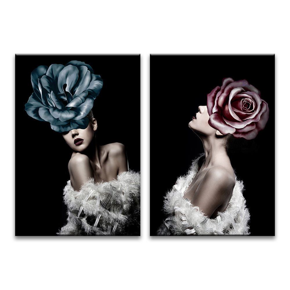 Bloemen en Sexy Vrouwen 2 Platen Schilderen op Nummers