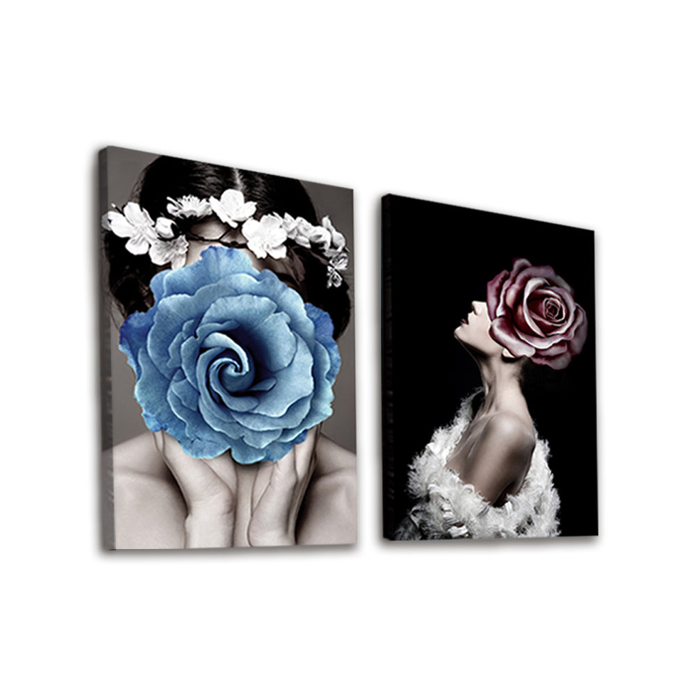 Bloemen en Vrouwen 2 Platen Schilderen op Nummers