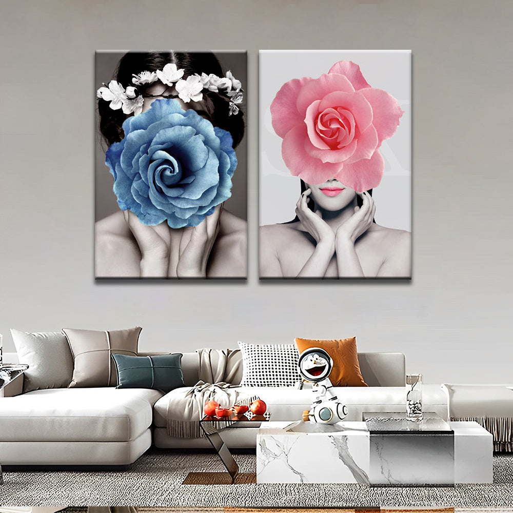 Bloemen en Vrouwen 2 Platen Schilderen op Nummers