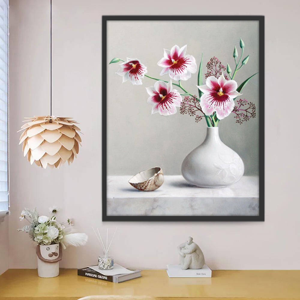 Bloemen in een keramische vaas Schilderen op Nummers