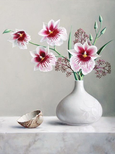 Bloemen in een keramische vaas Schilderen op Nummers