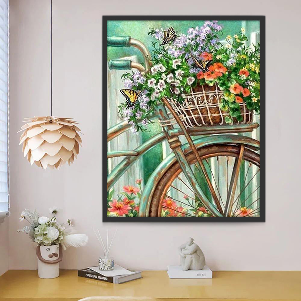 Bloemen in een Oude Fietsmand Schilderen op Nummers