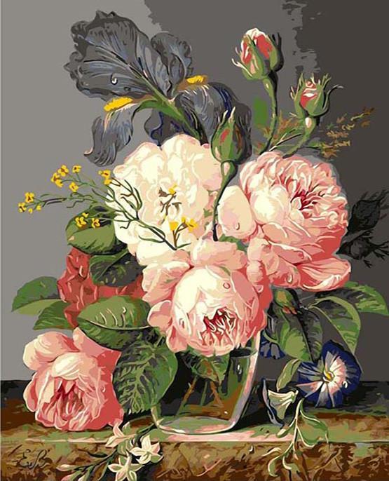 Bloemen in potten op tafel Schilderen op Nummers