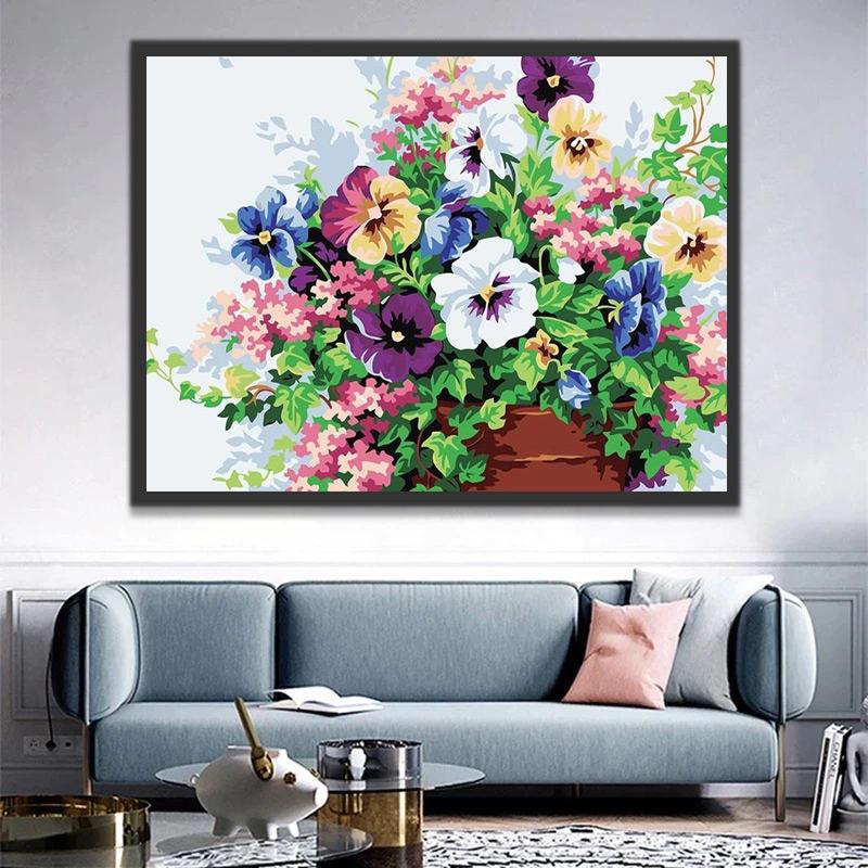 Bloemen met verschillende kleuren Schilderen op Nummers