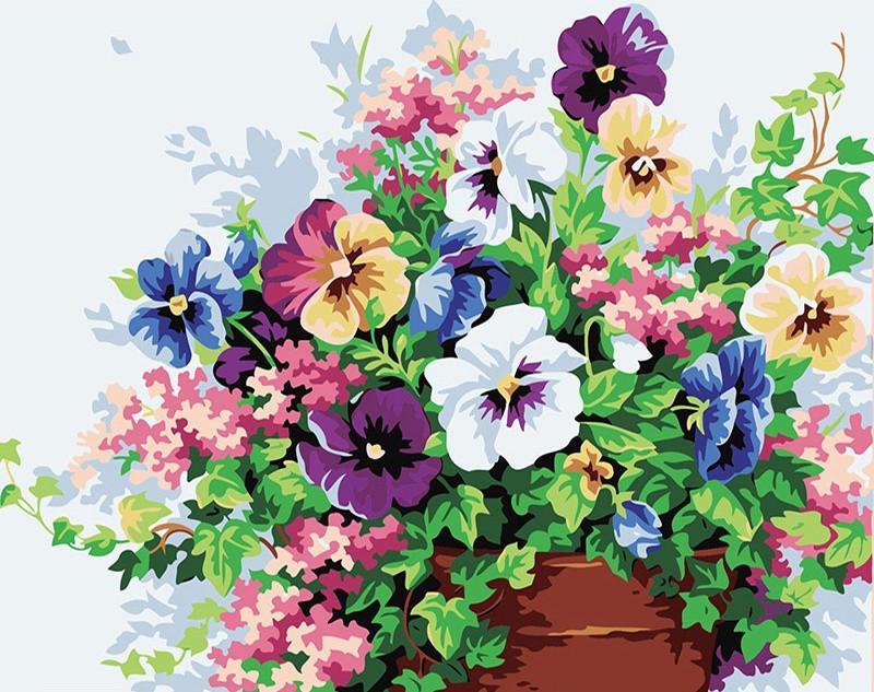 Bloemen met verschillende kleuren Schilderen op Nummers