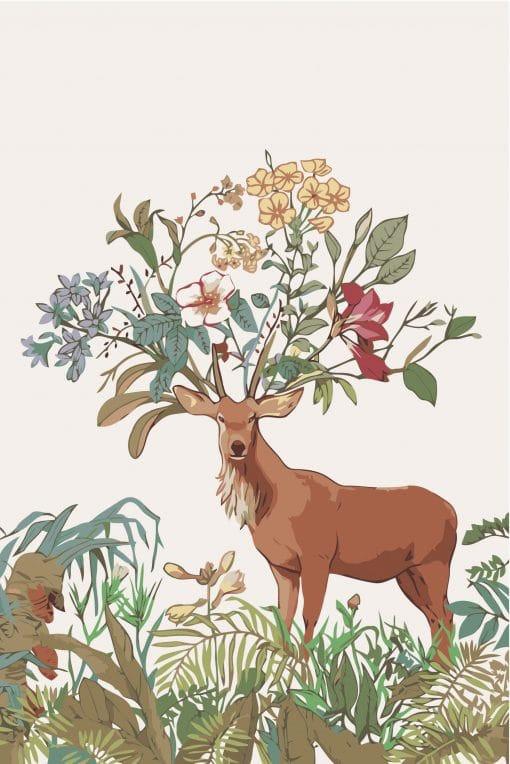 Bloemen op Hertenkop Schilderen op Nummers