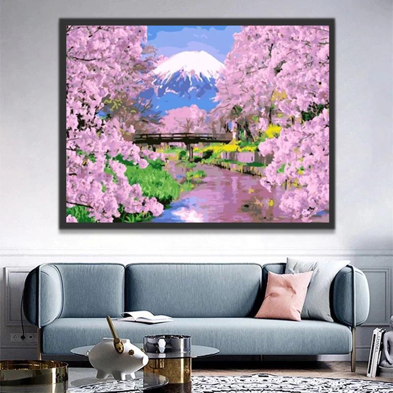Bloesems en de Fuji Schilderen op Nummers
