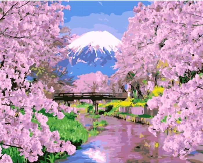 Bloesems en de Fuji Schilderen op Nummers