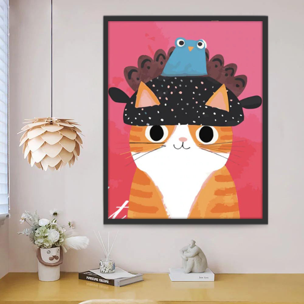 Bluebird op een Oranje Kattenkop Schilderen op Nummers
