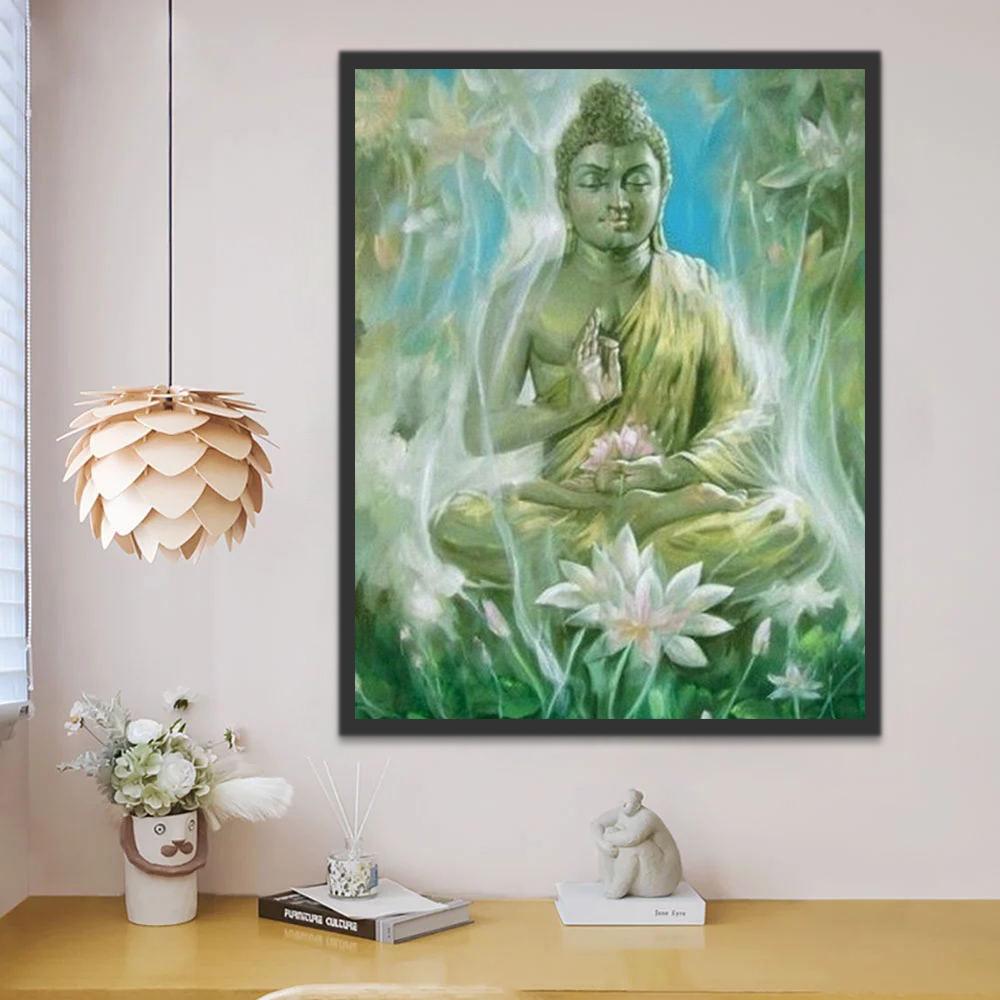 Boeddhabeeld in de Lotus Vijver Schilderen op Nummers