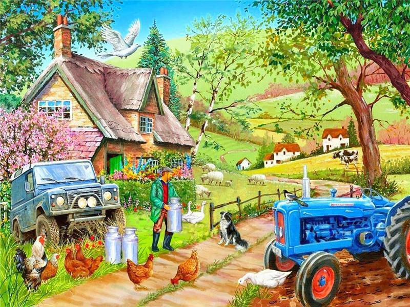 Boerderijhuis en Tractor Schilderen op Nummers
