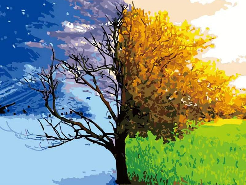 Boom in Winter en Lente Schilderen op Nummers