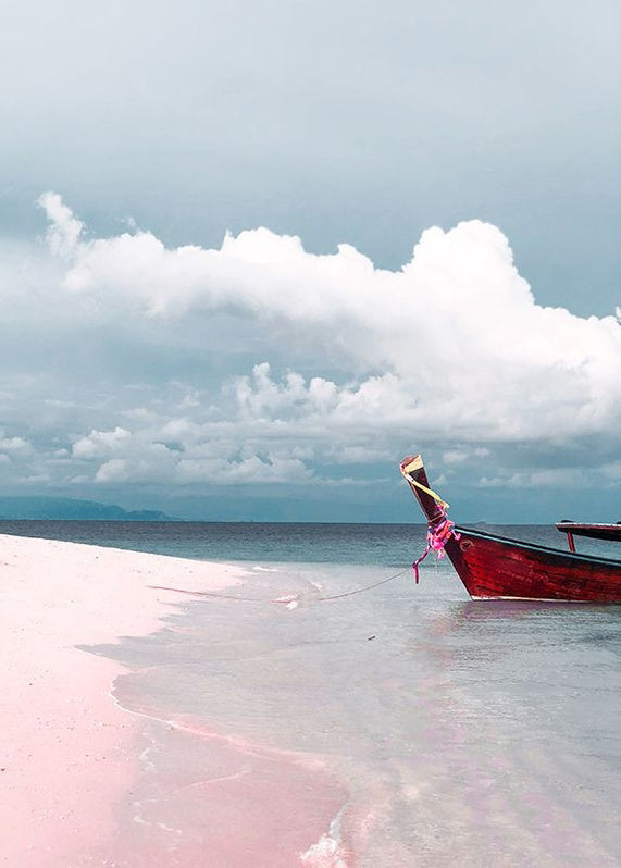 Boot op Roze Strand Schilderen op Nummers