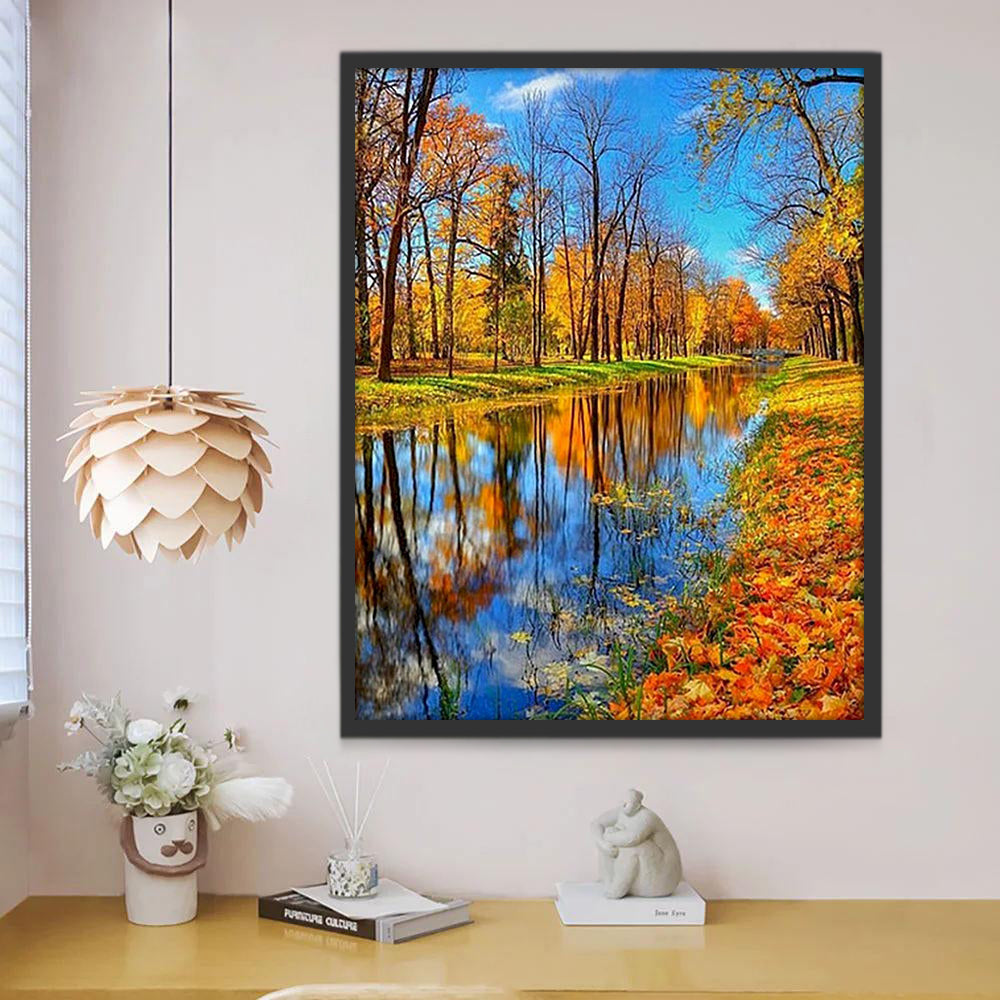 Bos en Meer in de Herfst Schilderen op Nummers