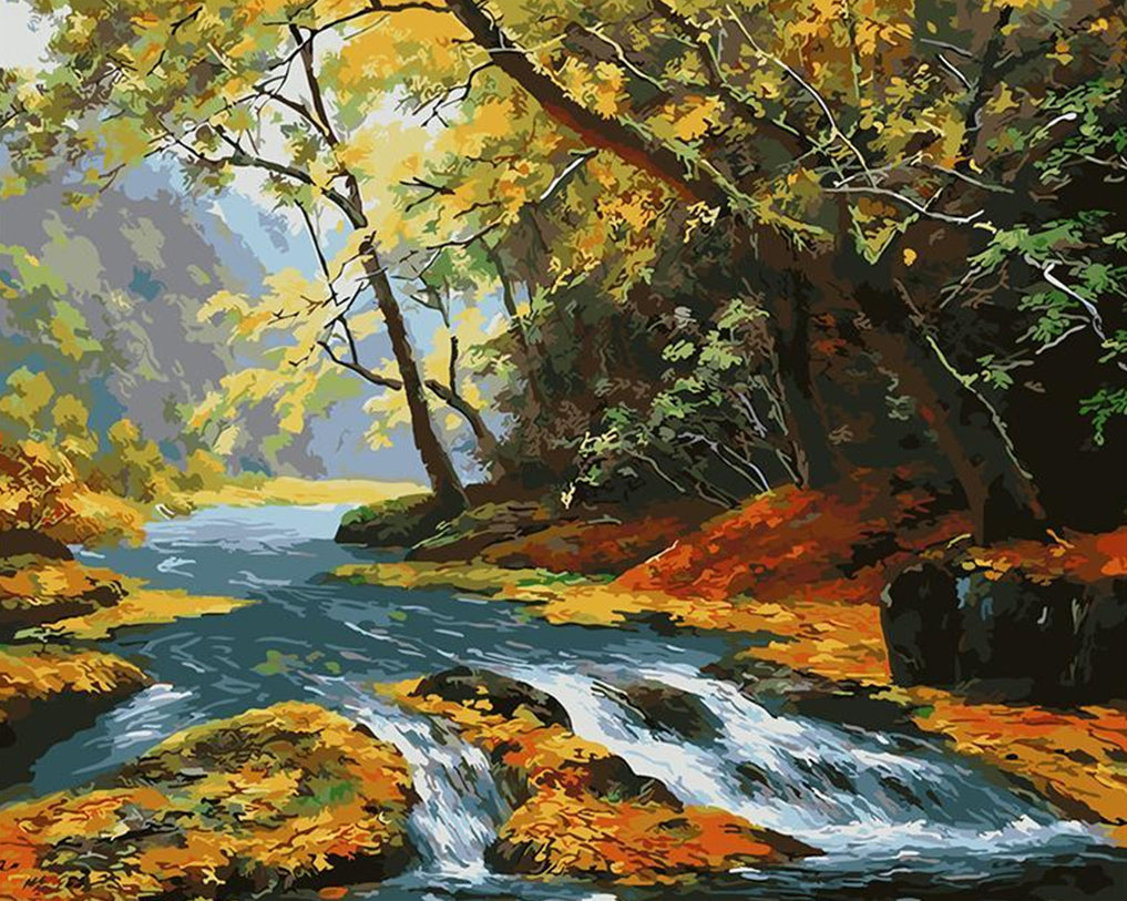 Bossen en Beekjes in de Herfst Schilderen op Nummers